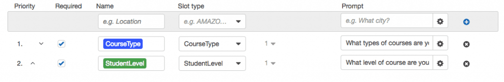 menu items for slot types amazon lex