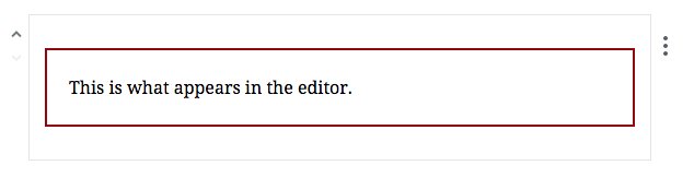 screenshot of a gutenberg block rendered in the editor